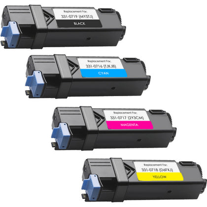 Dell 331-0716 331-0717 331-0718 331-0719 Compatible Toner Cartridge Combo High Yield BK/C/M/Y