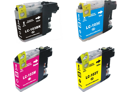 Brother LC103 Compatible Ink Cartridge Combo High Yield BK/C/M/Y