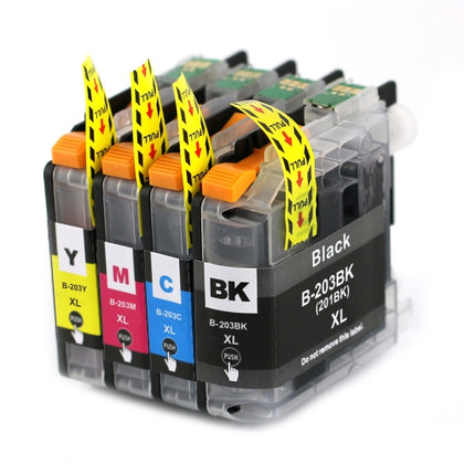 Brother LC201 XL Compatible Ink Cartridge Combo High Yield BK/C/M/Y